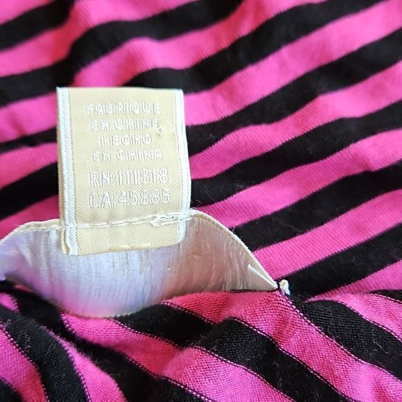 Michael Kors Pink & Black Diagonal Stripe Long Sleeve Blouse Sz L - Picture 8 of 12
